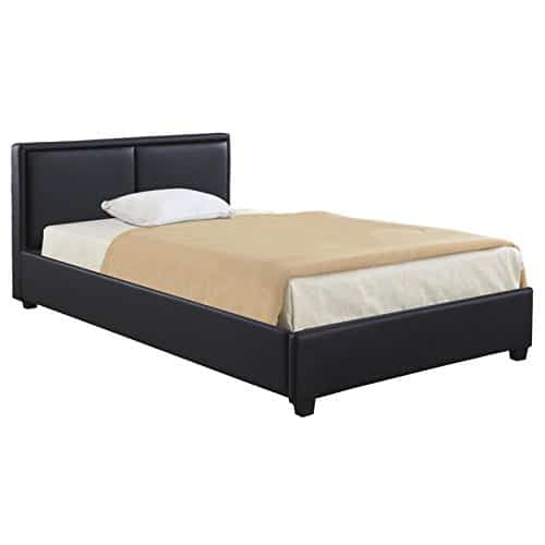 Polsterbett Bett CELINE in schwarz 120x200 cm inklusive Rollrost, Kunstlederbezug